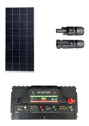 Imagen 1 de 1 de Kit Solar 100w Bateria 120 12v 120ah Conector Mc4