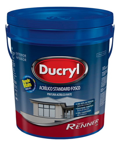 Pintura Renner Ducryl Rinde 80% Más 18lt Color Blanco