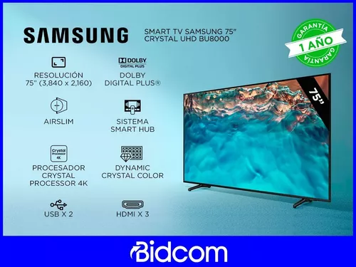 Televisor Samsung Smart TV 75 pulgadas Crystal UHD BU8000 - UN75BU8000GCZB