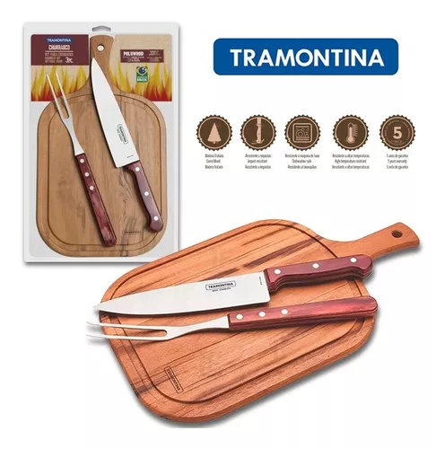 Jogo Churrasco Tramontina Faca Garfo Trinchante Tábua 3Peças - Utensílios  de Cozinha - Cozinha - Casa, Móveis e Decoração