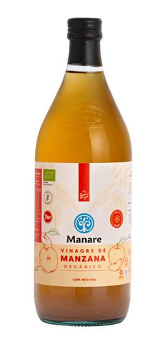 Vinagre De Manzana 1 Lt Orgánico Manare Con Madre Sin Gluten