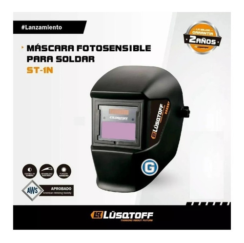 Imagen 2 de 9 de Mascara Soldar Fotosensible Lusqtoff Careta St-1n Solar Bat
