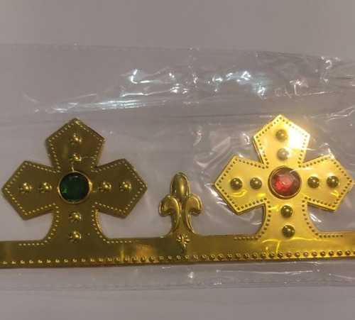 Coroa Principe Rei Infantil Metalizada Dobrável Regulável Cor Dourado
