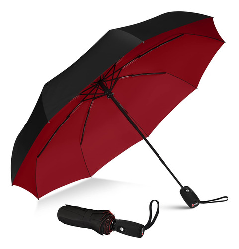 Paraguas De Viaje Resistente Al Viento Ligero Compacto Aut