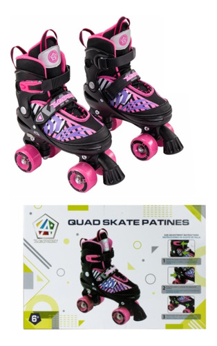 Patines De 4 Ruedas Talla 37-41 Rosa Negro Original 