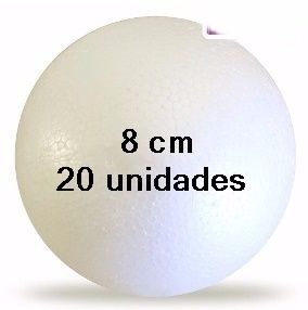 Bola Isopor 80mm Para Artesanato Pacote 20 Unidades