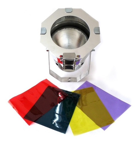 Imagem 2 de 5 de 4x Canhão Refletor Par38 Com Lâmpada 120w + Gelatina 110v
