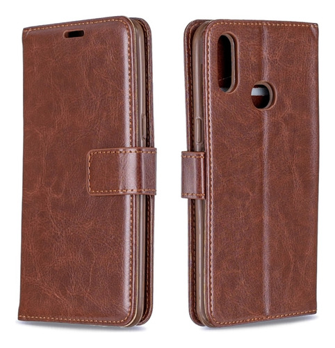 Funda Case Para Samsung A10s Flip Cover Marrón Antishock