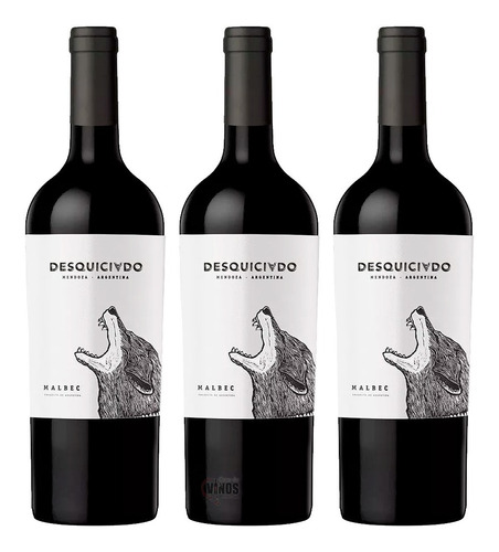 Vino Desquiciado Malbec 750 Cc Pack X3 Unidades