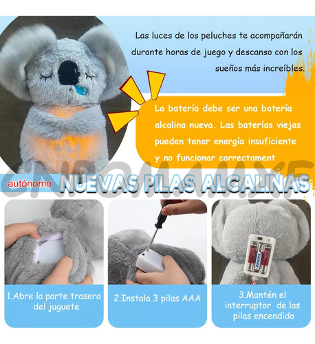 CNPOMAMXF Koala Peluche Que Respiran Orejas Mover Alivia Ansiedad 5 Niveles Ajustables