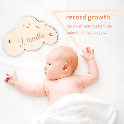 Ae Español - Soporte Fotográfico Wooden Cloud Baby Milestone