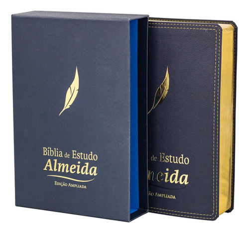 Bíblia De Estudo Almeida Edição Ampliada Naa Capa Luxo Azul