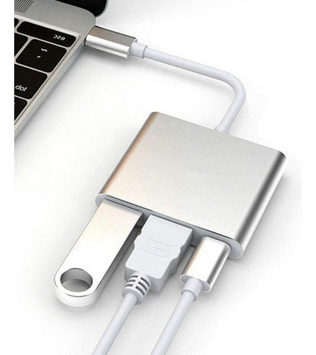 Adaptador Usb C A Hdmi, Multipuerto 3 En 1, Usb Tipo C A 4k