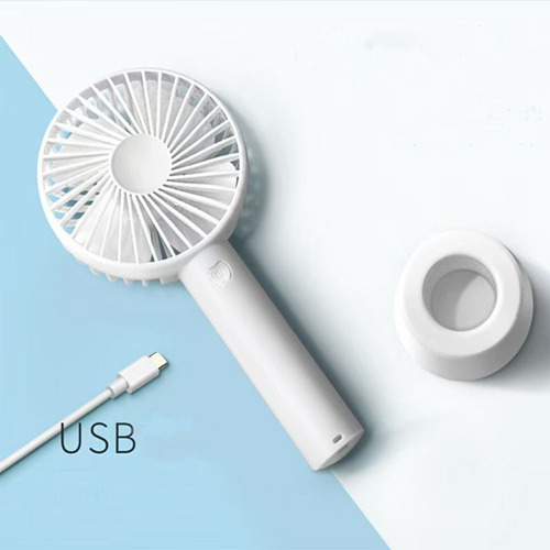 Ventilador Portátil De Mano De 2000 Mah Con Carga Usb 21 Cm Blanco Plástico