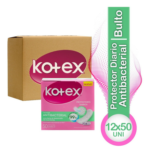 Protectores Diarios Femenino Antibacterial Bulto 12x50 Kotex