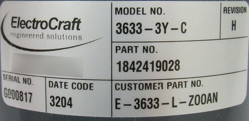 New Electrocraft 3633-3y-c Servo Motor 1842419028 36333y Bbx
