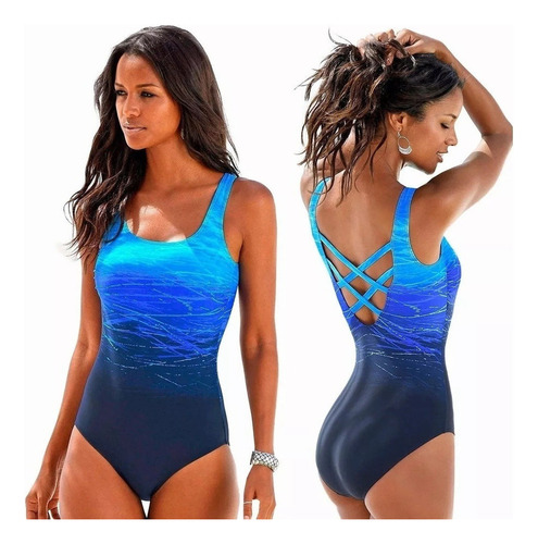 Traje De Baño De Playa For Mujer Con Estampado Degradado