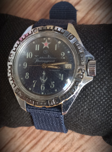Relógio Vostok Boctok Komandirskie, Submarino Azul Prateado Azul (Usado)