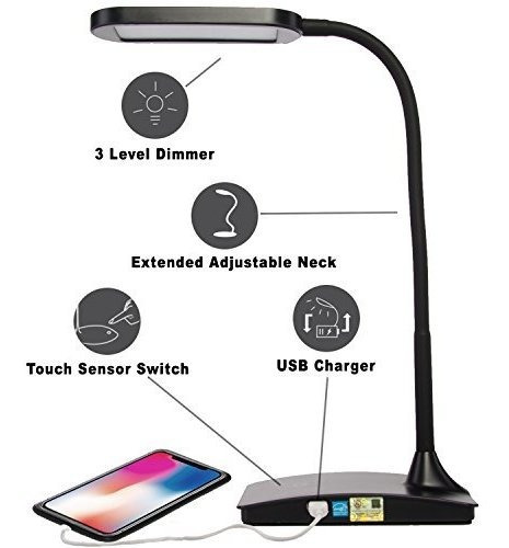 Lámpara Led Para Escritorio Usb., Ivy-40bk, 7.00watts, 120
