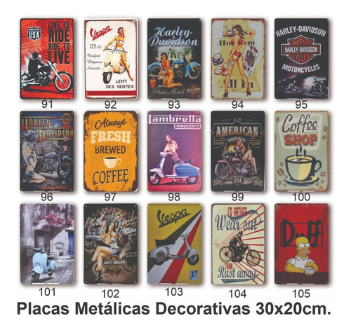 Imagen 6 de 10 de 10 Placas Poster Decorativos Metálica Cuadro Vintage Retro