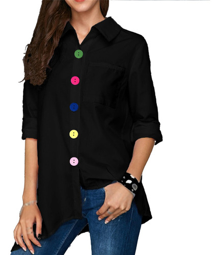 Camisa Bluson Dama Colores Largo Informal Fresco