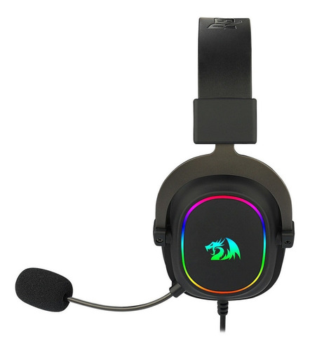 Imagem 4 de 5 de Fone de ouvido over-ear gamer Redragon Zeus X preto com luz rgb