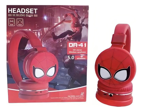 Audífono Diadema Bluetooth Spiderman Niños Hombre Araña Rojo