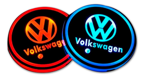 Posa Vaso Rgb Led Tunning Con  Logo Volkswagen X2