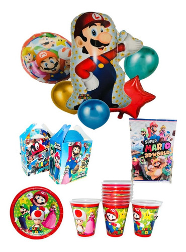 Platos Dulceros Etc + Globos Mantel 98 Pz Fiesta 30 Invitado