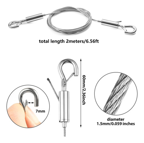 Juego De 2 Kit De Cable De Colgar Cuadros Ajustable, Ca...