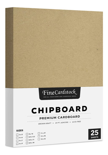 Chipboard  carton Peso Medio Aglomerado Hojas  25 por Paqu