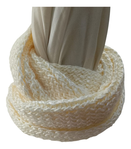 Cuello Bufanda Infinito En Telar Abrigado Beysedi Pesado Natural Liso Cruzado Unico