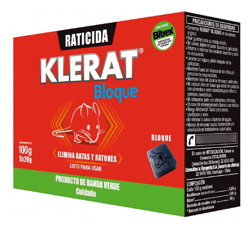 Klerat Raticida Calugas 100 Grs Cod 90106-7