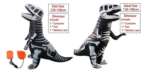 Disfraz Inflable De Esqueleto De Dinosaurio Para Carnaval, F