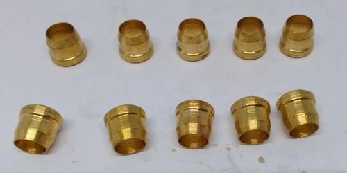 Kit Insert + Anilha Para Tubo Nylon Ou Pu 6mm C/ 10 Unidades Cor Dourado