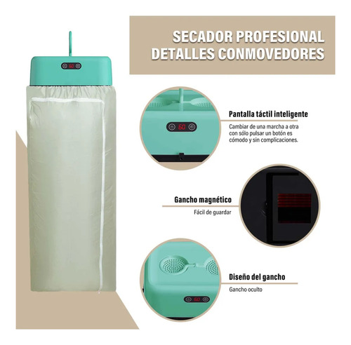 Secadora De Ropa Portátil Aire Caliente Temporizador Bolsa Blanco