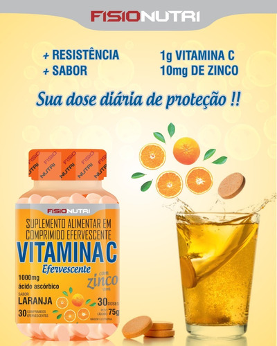 Vitamina C Efervescente 1000mg C Zinco 30 Tabs Mercado Livre
