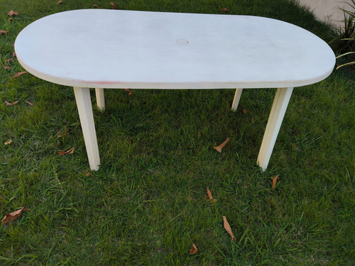 Mesa Jardin Oval Blanca - 1,70 X 80 Cm- Blanco Plastico Blanco (Usado)