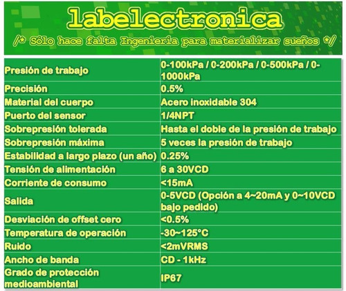 Imagen 4 de 4 de Sensor De Presión Para Gas/líquidos 0-5v Industrial 0-100kpa