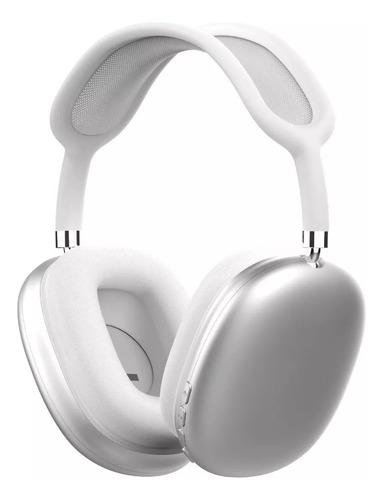 Audífonos Bluetooth De Diadema P9 Plus Plateado Y Blanco Con