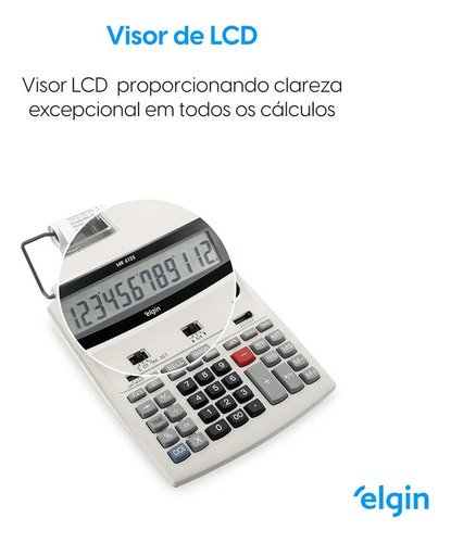 Calculadora Mesa Elgin Ma 6124 Registradora Bivolt C/ Fonte