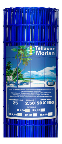 Tela Soldada Pvc Azul Tellacor 25x2,0m 2,50mm Morlan