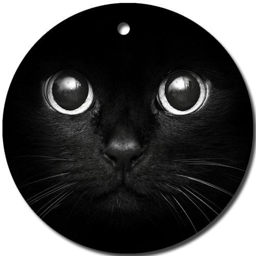 Gato Negro Ornamento Ronda Porcelana Navidad Gran Idea Para