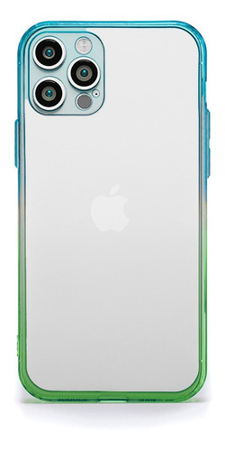 Capa Elfo Colors Para iPhone 13 Pro Max Acrílica Gradiente Cor AZUL+VERDE