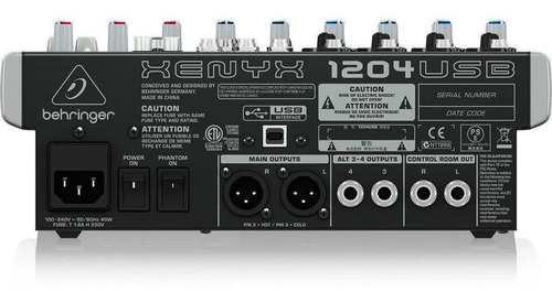 Escritorio de sonido Behringer Xenyx 1204usb de 8 canales