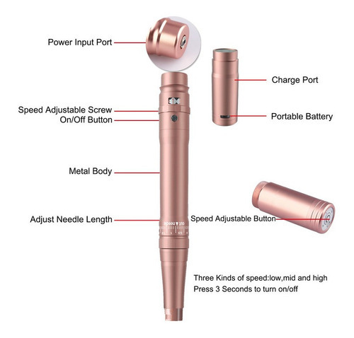 Máquina tudo-em-um para bordar tatuagens e sobrancelhas cor-de-rosa