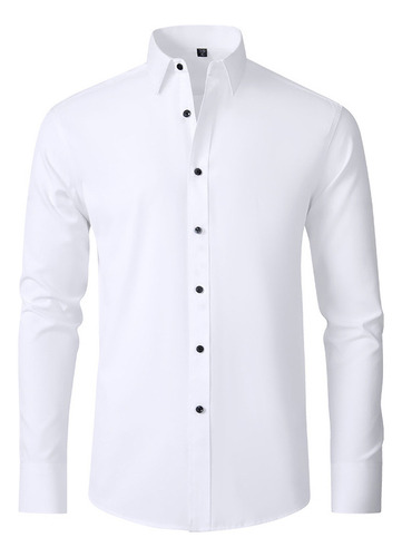 Camisa Hombre Color Sólido Cómodo Moda Commuter