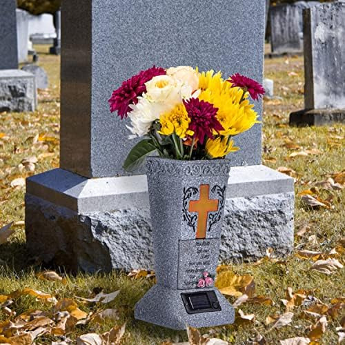 Huyieno Jarrón Solar Para Tumba De Cementerio Con Led Para F