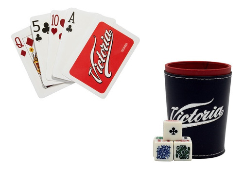 Cubilete + Baraja Poker Cervezas: Corona Modelo Victoria