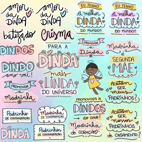 Kit Arquivos Lettering Frases Dindos Madrinha Padrinho Png | MercadoLivre Kit Arquivos Lettering Frases Dindos Madrinha Padrinho Png | MercadoLivre